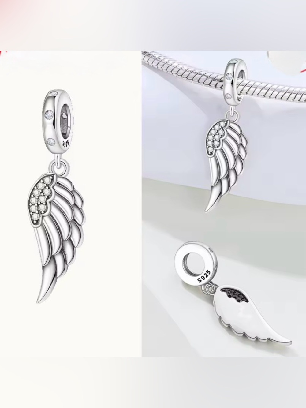New Silver Angel Wing Charm - Silver